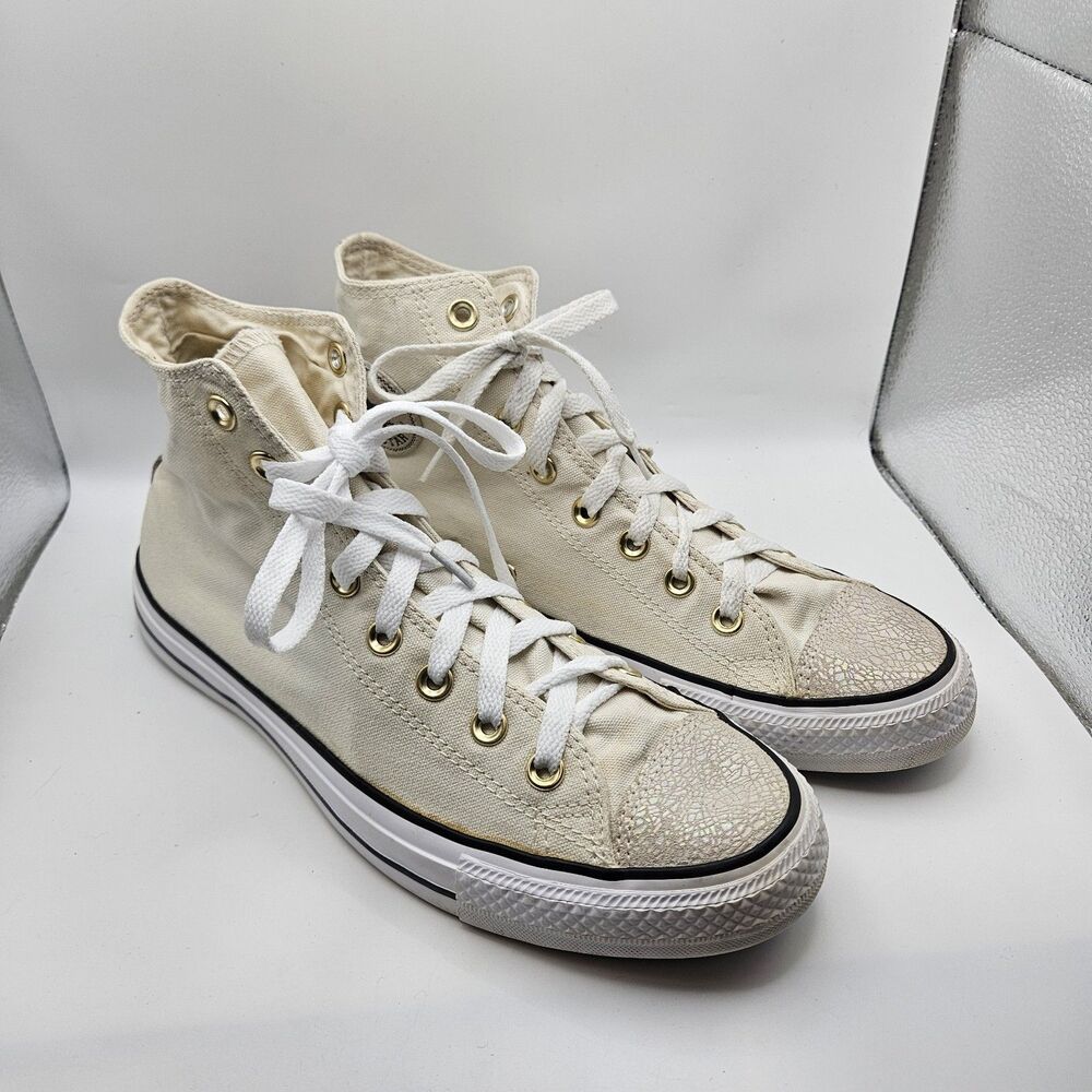 Converse‎ All Star Womens Beige Shimmer Sneakers Skate Grunge 551608C 10.5 READ